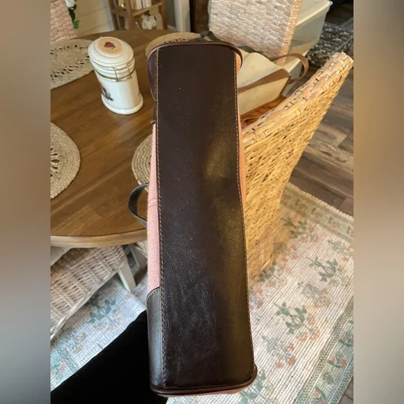 Like-New Pink Canvas Bag w/ Chocolate Trim - Picture 7 of 8